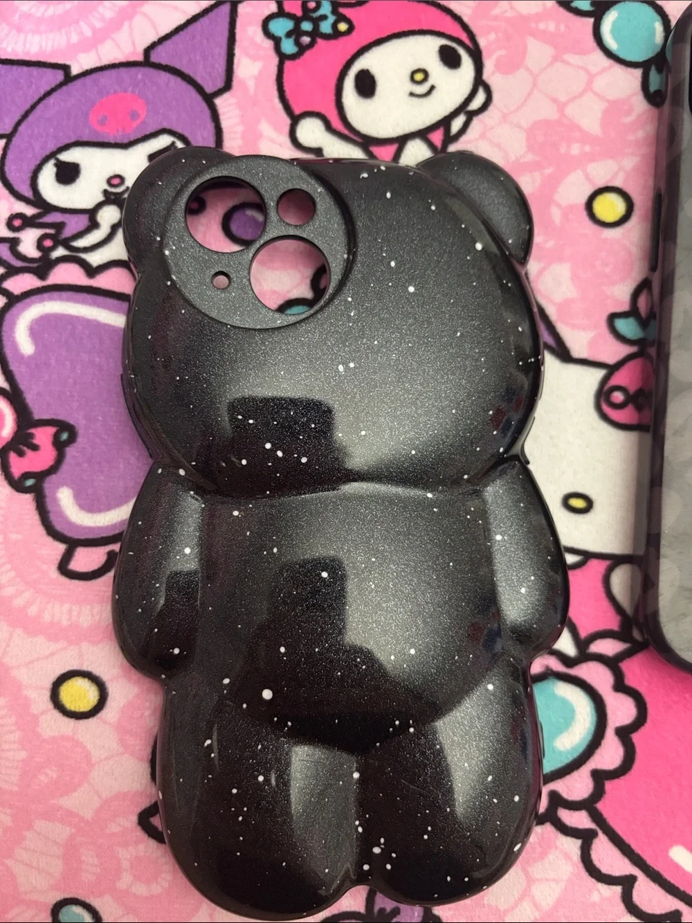 Sparkly bear phone case + leopard print case